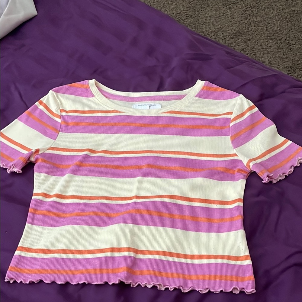 Striped Shirt in Pink, Orange, and White